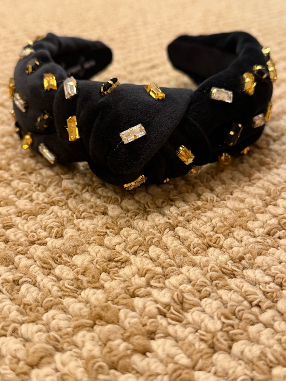 Brianna Cannon Black Velvet Confetti Crystals Metallic Headband - Picture 5 of 5